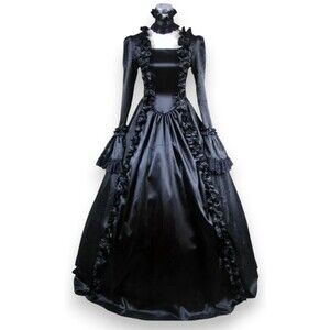 Victorian Choice Black Renaissance Fair Brocade Gothic Dress 3XL Steampunk Witch